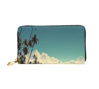 YoupO Wallet Women Long Clutch Wallet Microfiber Leather Zipper Travel Long Purse Summer Road Trip Printed Mobile Wallet, Black, One Size, Contemporary