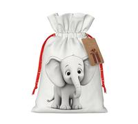 YoupO White Elephant Printed Christmas Bags For Gifts,Reusable Christmas Burlap Gift Bags With Drawstring For Wrapping Gifts.
