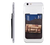 YoupO Wine Cork Printed Phone Card Holder,Leather Phone Wallet Stick On,Card Holder For Back Of Phone,Compatible With Most Of Cell Phone (Iphone,Android), White, One Size