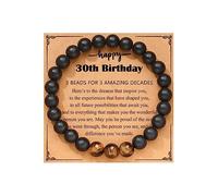 Your Always Charm 21/30/40/50 Birthday Gifts for Men Natural Stone Tiger Eye Bracelets Party Bracelet Gifts for Father Son Friend, Alloy, alloy