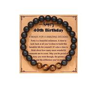 Your Always Charm 21/30/40/50 Birthday Gifts for Men Natural Stone Tiger Eye Bracelets Party Bracelet Gifts for Father Son Friend, Alloy, alloy