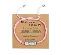 Your Always Charm Breast Cancer Gifts for Women Breast Cancer Awareness Bracelets Pink Ribbon Braided Bracelets for Women Trendy Natural Stone Beaded Bracelets for Teen Girls, Other, alloy