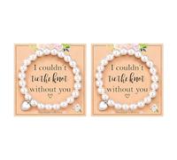 Your Always Charm Bridesmaid Bracelet Gold Pearl Bracelet for Women Tie the Knot Bracelets Bridesmaid Gifts with a Card I Can't Tie the Knots without You Will You Be My Bridesmaids, Pearl, no gemstone