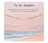 Your Always Charm Daughter Bracelet from Mom Dad To My Daughter in Law Gifts Daughters Birthday Gifts Cross Bracelet Christmas Jewelry Gift, Alloy, no gemstone