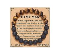 Your Always Charm Gifts for Men To My Man Gifts for Him Natural Lava Stone Bracelet for Dad Uncle Papa, Alloy, alloy