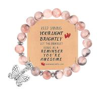 Your Always Charm Inspirational Get Well Birthday Bracelet Butterfly Healing Natural Stone Bracelet Gift for Women Friend Girl Teen Mom Sister, adjustable, other, Gemless