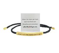 Your Always Charm Remember Who The F You Are Bracelet Dont Let The Hard Days Win Bracelet Motivational Bracelet for Women Braided String Inspirational Gifts, Metal, no gemstone