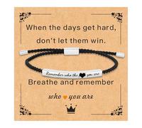 Your Always Charm Remember Who The F You Are Bracelet Dont Let The Hard Days Win Bracelet Motivational Bracelet for Women Braided String Inspirational Gifts, Adjustable, Metal, alloy