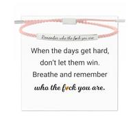 Your Always Charm Remember Who The F You Are Bracelet Dont Let The Hard Days Win Bracelet Motivational Bracelet for Women Braided String Inspirational Gifts, Adjustable, Metal, alloy