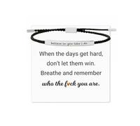 Your Always Charm Remember Who The F You Are Bracelet Dont Let The Hard Days Win Bracelet Motivational Bracelet for Women Braided String Inspirational Gifts, Adjustable, Metal, alloy