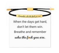 Your Always Charm Remember Who The F You Are Bracelet Dont Let The Hard Days Win Bracelet Motivational Bracelet for Women Braided String Inspirational Gifts, Adjustable, Metal, alloy