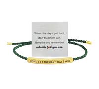 Your Always Charm Remember Who The F You Are Bracelet Dont Let The Hard Days Win Bracelet Motivational Bracelet for Women Braided String Inspirational Gifts, Metal, no gemstone