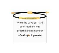 Your Always Charm Remember Who The F You Are Bracelet Dont Let The Hard Days Win Bracelet Motivational Bracelet for Women Braided String Inspirational Gifts, Adjustable, Metal, alloy