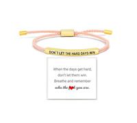 Your Always Charm Remember Who The F You Are Bracelet Dont Let The Hard Days Win Bracelet Motivational Bracelet for Women Braided String Inspirational Gifts, Metal, no gemstone