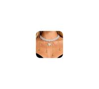 Your Always Charm Rhinestone Christmas Necklace for Women Candy Snowflake Xmas Pendant Choker Necklace Christmas Stocking Stuff, Brass, brass