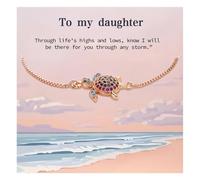 Your Always Charm Sea Turtle Gifts for Daughter Bracelet for Women Turtle Jewelry To My Daughter Birthday Gifts from Mom Dad, Alloy, no gemstone