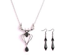 Your Always Charm Spider Necklace Earrings Set Vampirina Necklace Outfit Jewelry Witch Accessories for Costume Halloween, Brass, brass