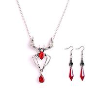 Your Always Charm Spider Necklace Earrings Set Vampirina Necklace Outfit Jewelry Witch Accessories for Costume Halloween, Brass, brass