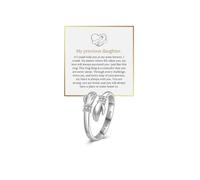 Your Always Charm To My Daughter Hug Ring Inspirational Stainless Steel Ring for Women To My Daughter Jewelry Gift for Christmas, Brass, brass