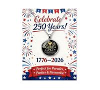 Your Always Charm USA 250th Anniversary Necklace 2D Eagle American Flag Necklace 250 Years Anniversary Ornament 1776-2026 Collectible Memorial Day Jewelry, alloy, no gemstone