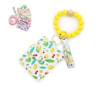 Your Always Charm Wristlet Keychain Wallet for Women Beaded Keychain Bracelet Gift Card Holder Cute Small Wallet for Teacher Coworker Friend, A2:lemon, Large