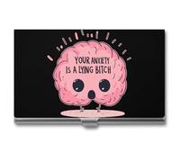 Your Anxiety is A Lying Bitch Business Card Wallet Credit Card Holder Metal Square Small Pocket Purse