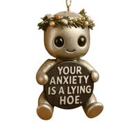 Your Anxiety Is A Lying Robot Companion Cute Mini Desktop With Inspirational Slogans For Mental Health Support And Psychological Wellness (Gold, 8cm)