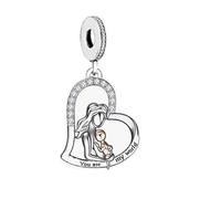 Your Are My World Love Heart Mother Daughter Son Charm Bead Pendant 925 Sterling Silver Dangle Compatible With Pandora Charm Bracelet