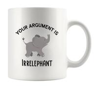 Your Argument is Irrelephant Elephant Mug Ceramic Mugs Classic Cup 330Ml for Beverages Café Restaurant