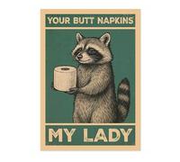 Your Butt Napkins, My Lady Poster, Retro Animal Bathroom Print, Comedy Toilet Wall Art, A3 (Print Only) - 42x29.7cm