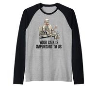 Your Call is Important to US Skeleton Funny Customer Service Raglan Baseball Tee