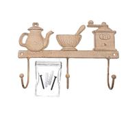 your castle Decorative Wall Hook Coat Hook Made of Cast Iron Coffee Motif with Three Hooks Approx. 27 x 17 cm