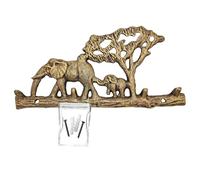 your castle Decorative Wall Hook with Animal Motif: Elephants, Cast Iron, with Four Hooks, Approx. 26 x 13 cm