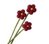 your castle Felt Flowers Handmade Decorative Flowers for Custom Creations, Sustainable Gift, Fair Trade, Realistic Artificial Flowers, Pack of 3 with Dark Red Flowers