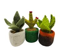 your castle Set of 3 Mexico Succulents and Cactus, Artificial Plants in a Pot Made of Felt, Fair Trade, Sustainable Felt Decoration, Realistic Artificial Flowers, Felt Flowers, Height Approx. 11 cm