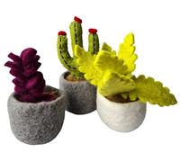 your castle Set of 3 Succulent Plants and Cactus Artificial Plants in Felt Pot Handmade Fair Trade Sustainable Decoration Made of Felt Ensenada Height Approx. 11 cm