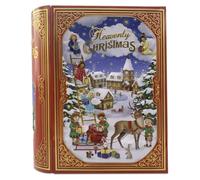 Your Castle Tin in the Shape of a Christmas Book - Heavenly Christmas Red Biscuit Tin Decorative Box - Retro Very Large Storage - Approx. 24.5 x 21 x 9 cm - Volume: 3 L