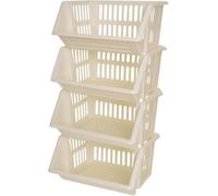 Your Choice Fashion Kitchen Storage Basket, Black, Grey and Cream, Stackable, 36 x 30 x 17.5 cm (Silver Grey, Pack of 1pc)