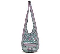 YOUR COZY Boho Crossbody Bag for Women - Handmade Cotton Sling Bag Lightweight Unisex Travel Purse with Zipper (Tribe Purple)