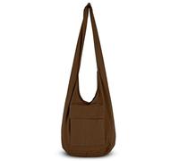 YOUR COZY Boho Crossbody Bag for Women - Handmade Cotton Sling Bag Lightweight Unisex Travel Purse with Zipper (Brown Double Layer)