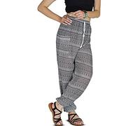YOUR COZY Boho Harem Pants for Women - Lightweight Cotton Rayon Yoga Lounge Trousers with Drawstring Waist for Travel & Festival (Black1 L)