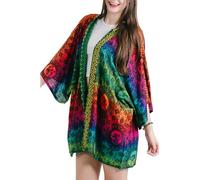 YOUR COZY Boho Kimono Cardigan for Women with Hippie Gypsy Print Lightweight Summer Beach Cover Up & Open Front Bohemian Top (Reggae Mandala Elephant)