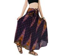 YOUR COZY Boho Maxi Skirt & Sundress for Women - 2-in-1 Hippie Festival Skirt - Lightweight Summer Beach & Travel Outfit (Midnight Plum Peacock)