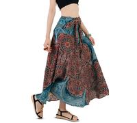 YOUR COZY Boho Maxi Skirt & Sundress for Women - 2-in-1 Hippie Festival Skirt - Lightweight Summer Beach & Travel Outfit (Midnight Green Mandala)