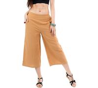 YOUR COZY Cotton Culottes for Women - Loose Wide Leg Palazzo Pants with Elastic Waist and Pockets, Comfy Summer Trousers (Red Sand_M)