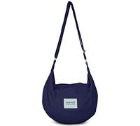 YOUR COZY Crescent Crossbody Bag for Women - Large Boho Cotton Sling Purse with Zipper | Lightweight Hobo Messenger Shoulder Bag (Navy)