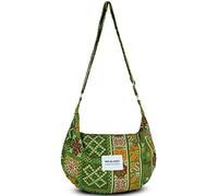 YOUR COZY Crescent Crossbody Bag for Women - Large Boho Cotton Sling Purse with Zipper | Lightweight Hobo Messenger Shoulder Bag (Tribe_Green)