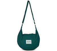 YOUR COZY Crescent Crossbody Bag for Women - Large Boho Cotton Sling Purse with Zipper | Lightweight Hobo Messenger Shoulder Bag (Pine Green)