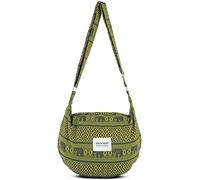 YOUR COZY Crescent Crossbody Bag for Women - Large Boho Cotton Sling Purse with Zipper | Lightweight Hobo Messenger Shoulder Bag (Green Elephant)