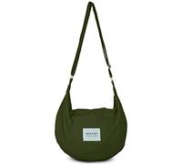 YOUR COZY Crescent Crossbody Bag for Women - Large Boho Cotton Sling Purse with Zipper | Lightweight Hobo Messenger Shoulder Bag (Forest)